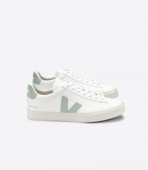 Veja Campo Chromefree Sneakers Dames Wit Lichtgroen | O5UPS9