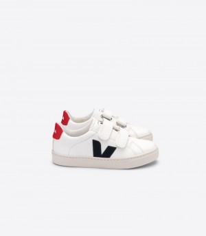 Veja Esplar Chromefree Leren Sneakers Kinderen Wit Donkerblauw | LTU-4494