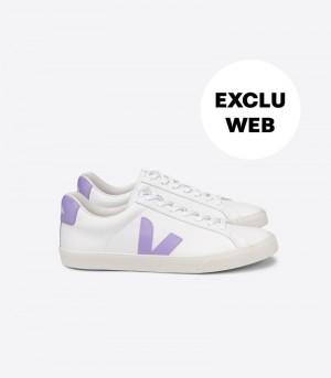 Veja Esplar Leren Sneakers Dames Wit Paars | RFK-7916