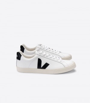 Veja Esplar Leren Sneakers Dames Wit Zwart | UQL-6482