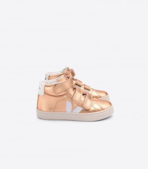 Veja Esplar Mid Chromefree Sneakers Kinderen Roze Goud Wit | TBH-7369