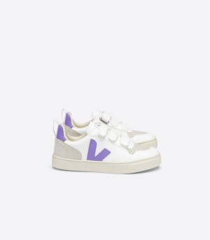 Veja V-10 CWL Sneakers Kinderen Wit Paars | EXV-1421