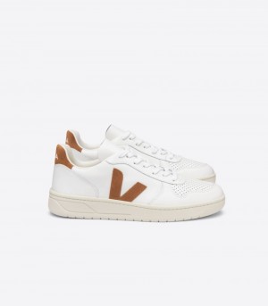 Veja V-10 Leren Sneakers Dames Wit Bruin | 3WZXXA