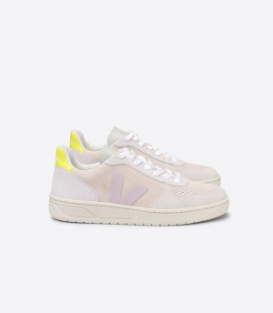 Veja V-10 Suede Sneakers Dames Beige Paars | 001NVC