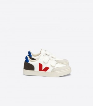 Veja V-12 Chromefree Sneakers Kinderen Wit Olijfgroen Rood | IBA-7792