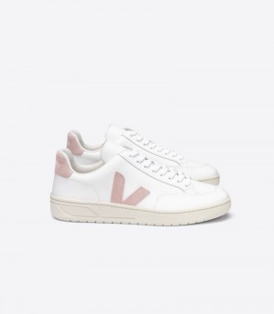 Veja V-12 Leren Sneakers Dames Wit Roze | MDYP0Q