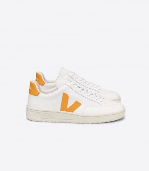 Veja V-12 Leren Sneakers Heren Wit Geel | G2V32H