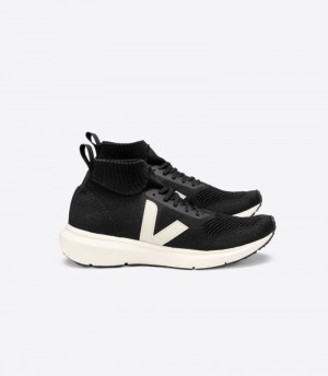 Veja V-knit Veja X Rick Owens Mid Sneakers Dames Zwart Wit | YX7JLI