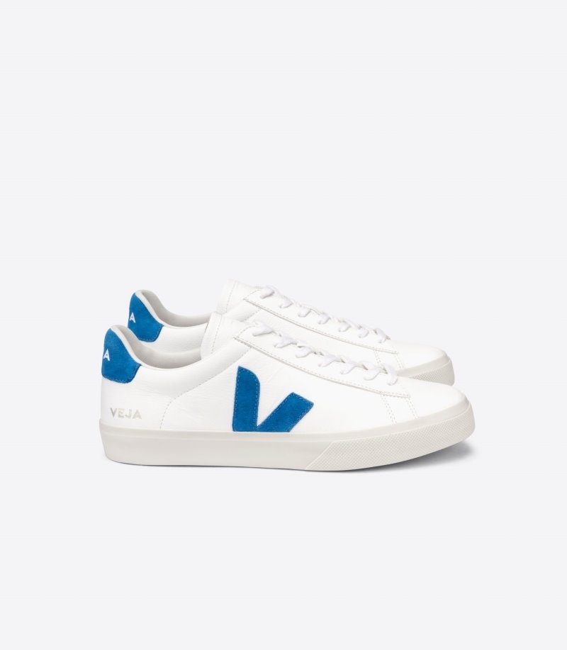 Veja Campo Chromefree Leren Sneakers Dames Wit Blauw | N5SH1U