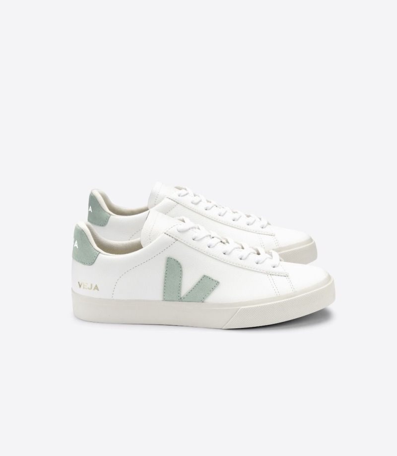 Veja Campo Chromefree Sneakers Dames Wit Lichtgroen | O5UPS9