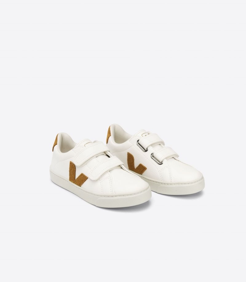 Veja Esplar Chromefree Leren Sneakers Kinderen Wit Bruin | LMT-8028