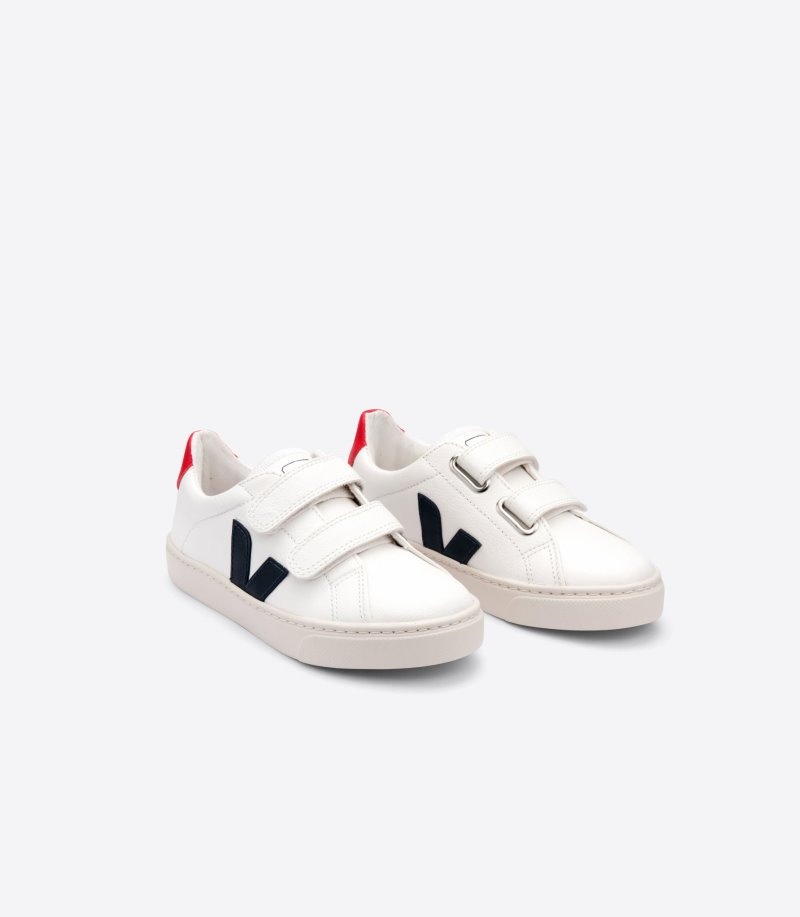 Veja Esplar Chromefree Leren Sneakers Kinderen Wit Donkerblauw | LTU-4494