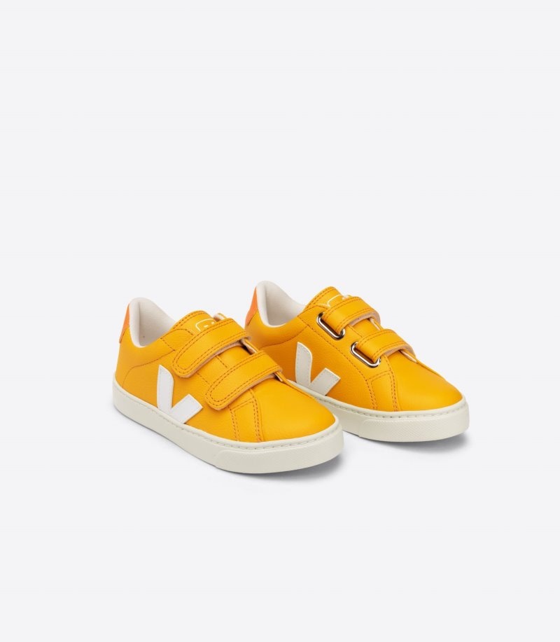 Veja Esplar Chromefree Leren Sneakers Kinderen Geel Wit | TFZ-3594