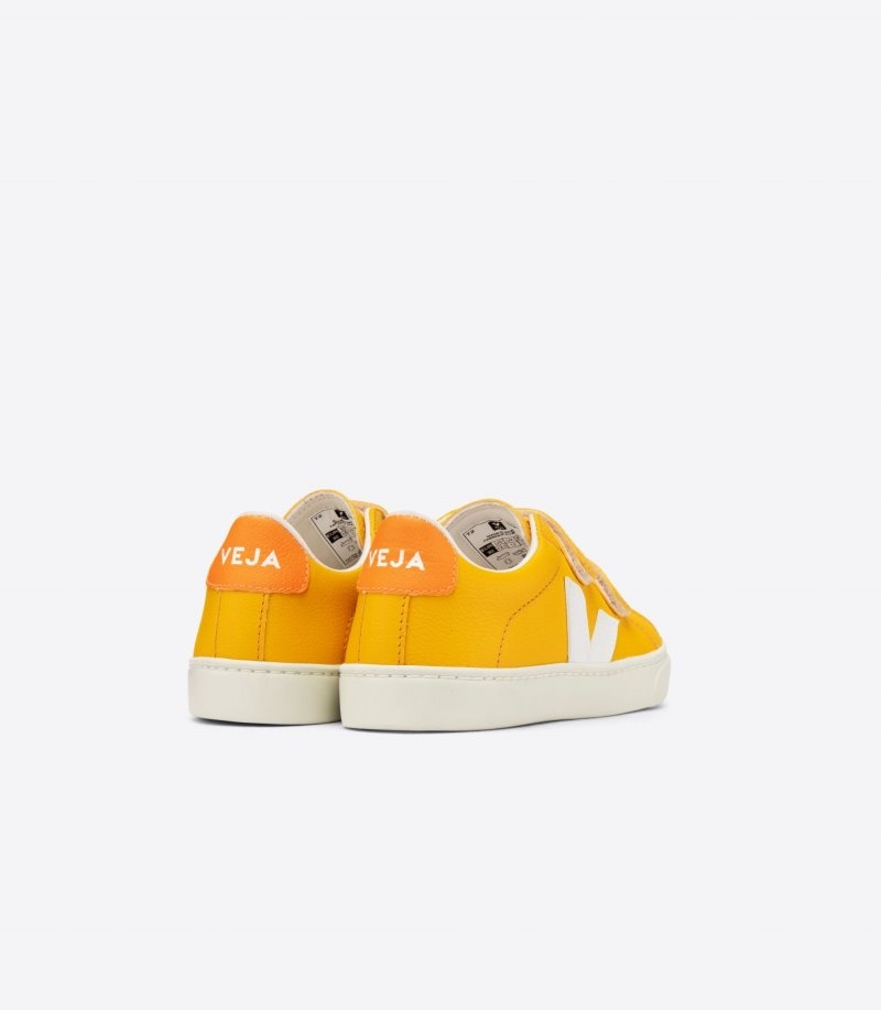 Veja Esplar Chromefree Leren Sneakers Kinderen Geel Wit | TFZ-3594