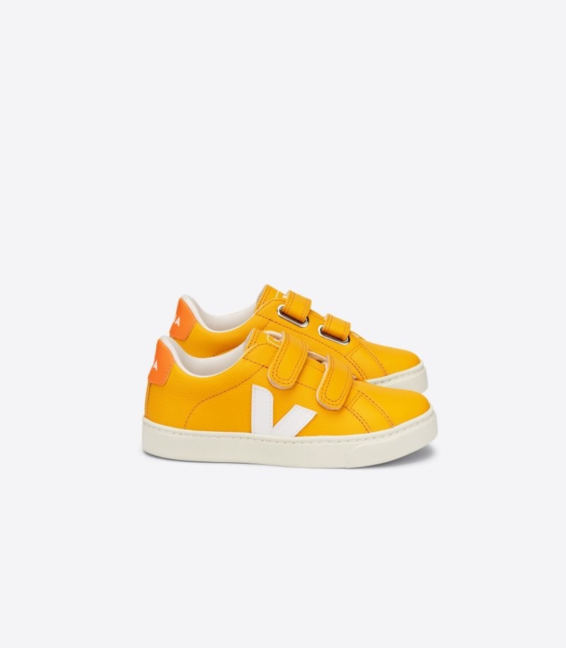 Veja Esplar Chromefree Leren Sneakers Kinderen Geel Wit | TFZ-3594