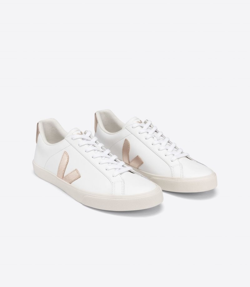 Veja Esplar Leren Sneakers Dames Wit Goud | MTZ-6037