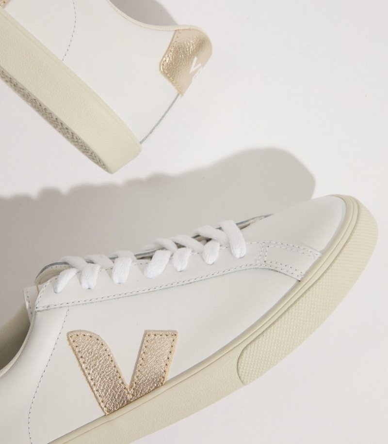 Veja Esplar Leren Sneakers Dames Wit Goud | MTZ-6037