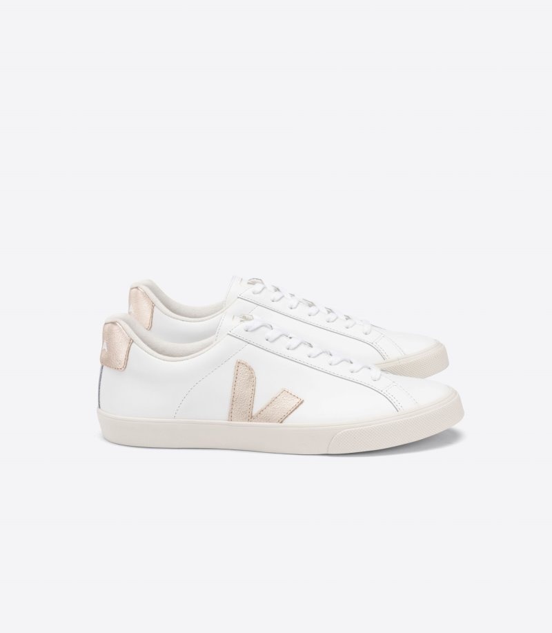 Veja Esplar Leren Sneakers Dames Wit Goud | MTZ-6037