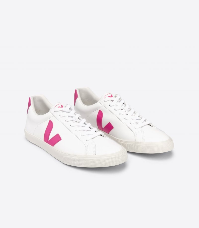 Veja Esplar Leren Sneakers Dames Wit Roze | BBJ-1598