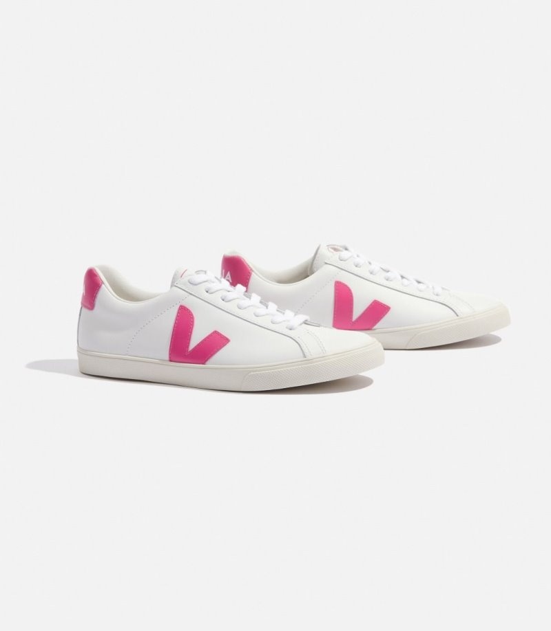 Veja Esplar Leren Sneakers Dames Wit Roze | BBJ-1598