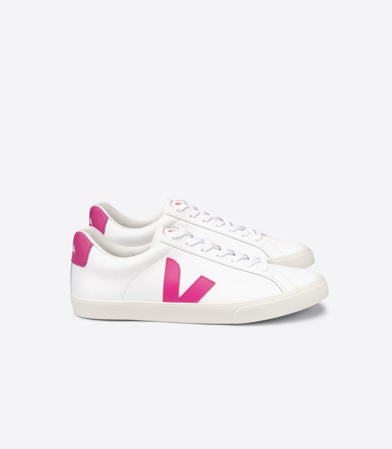 Veja Esplar Leren Sneakers Dames Wit Roze | BBJ-1598