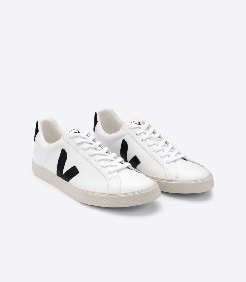 Veja Esplar Leren Sneakers Dames Wit Zwart | UQL-6482