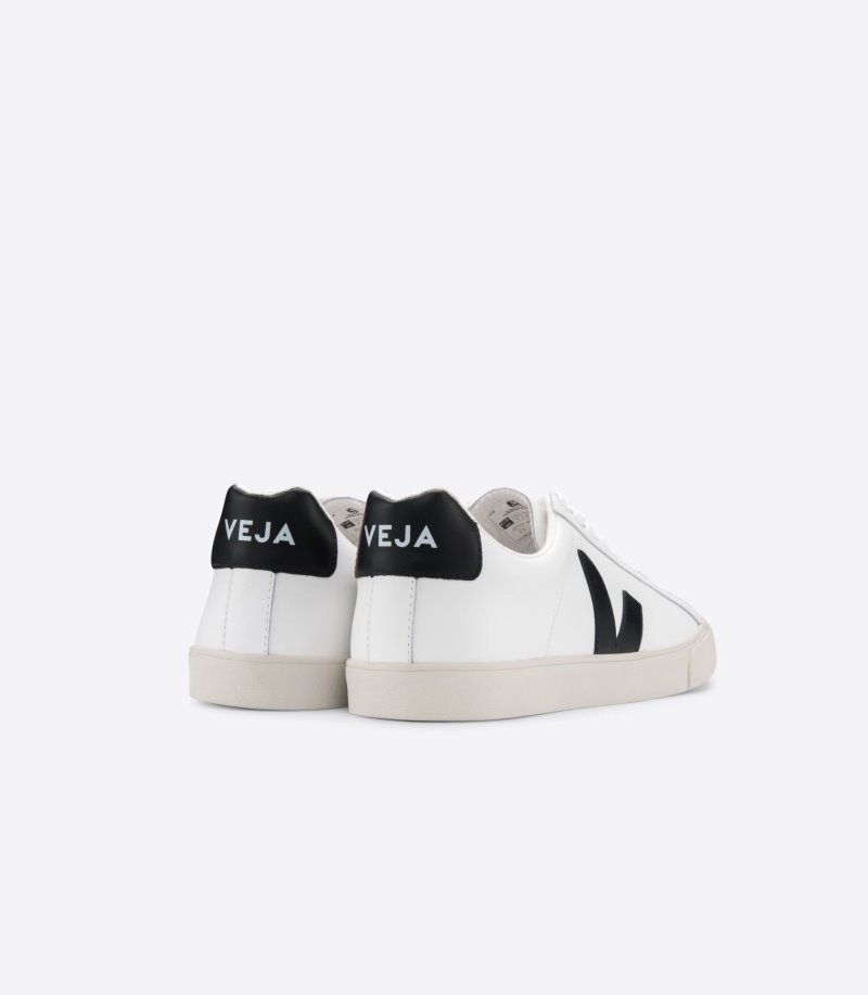 Veja Esplar Leren Sneakers Dames Wit Zwart | UQL-6482