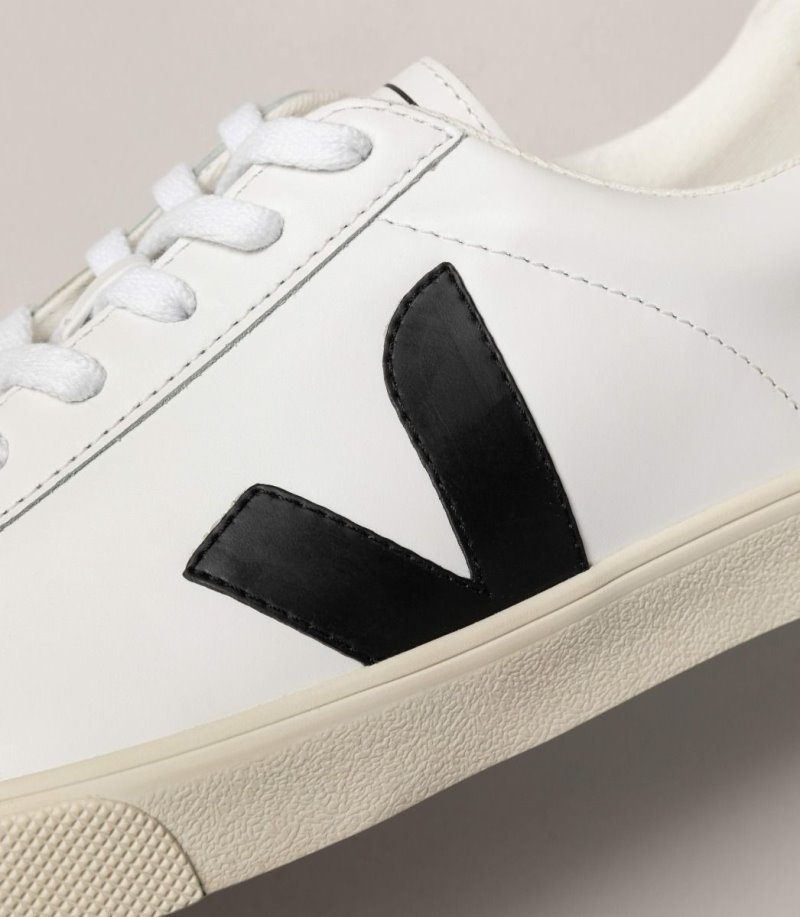 Veja Esplar Leren Sneakers Dames Wit Zwart | UQL-6482