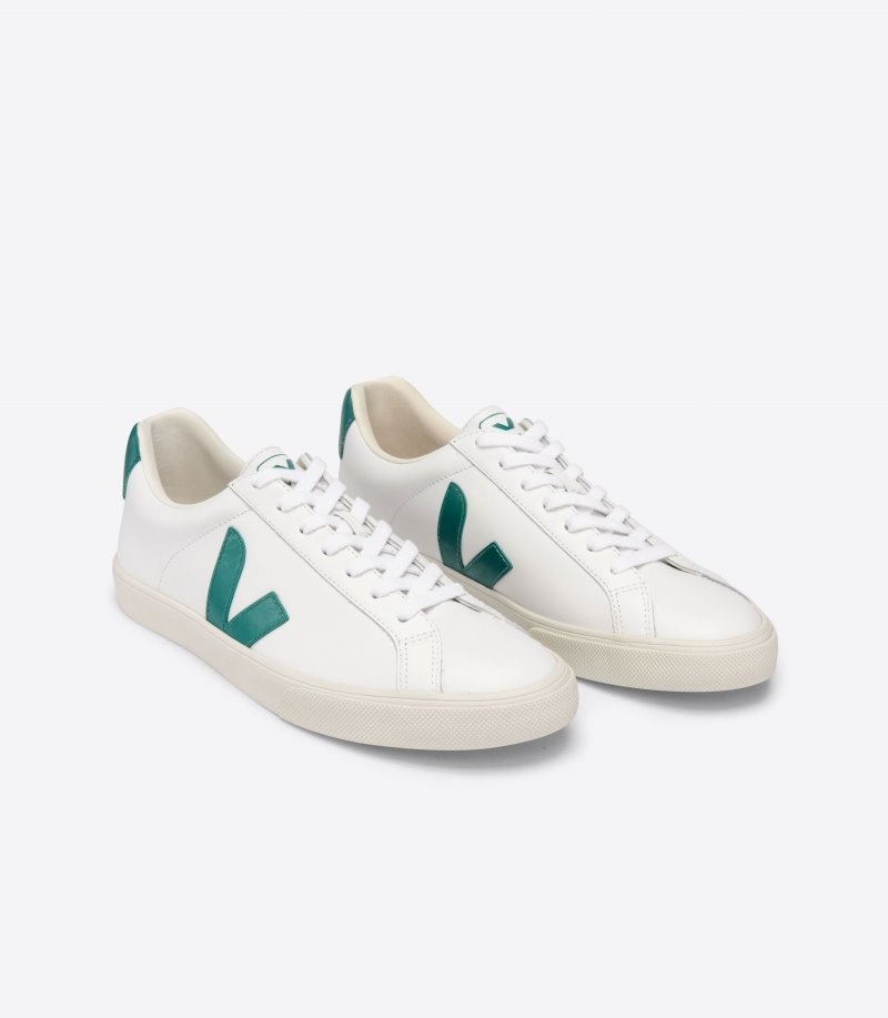 Veja Esplar Leren Sneakers Heren Wit Groen | DYU-4554