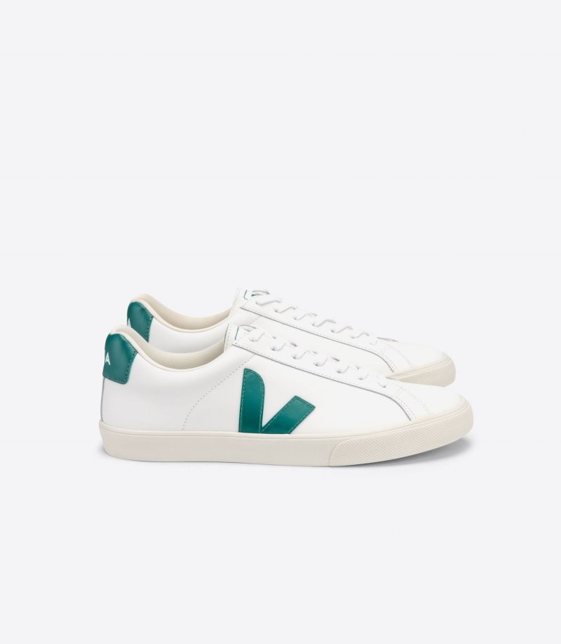 Veja Esplar Leren Sneakers Heren Wit Groen | DYU-4554