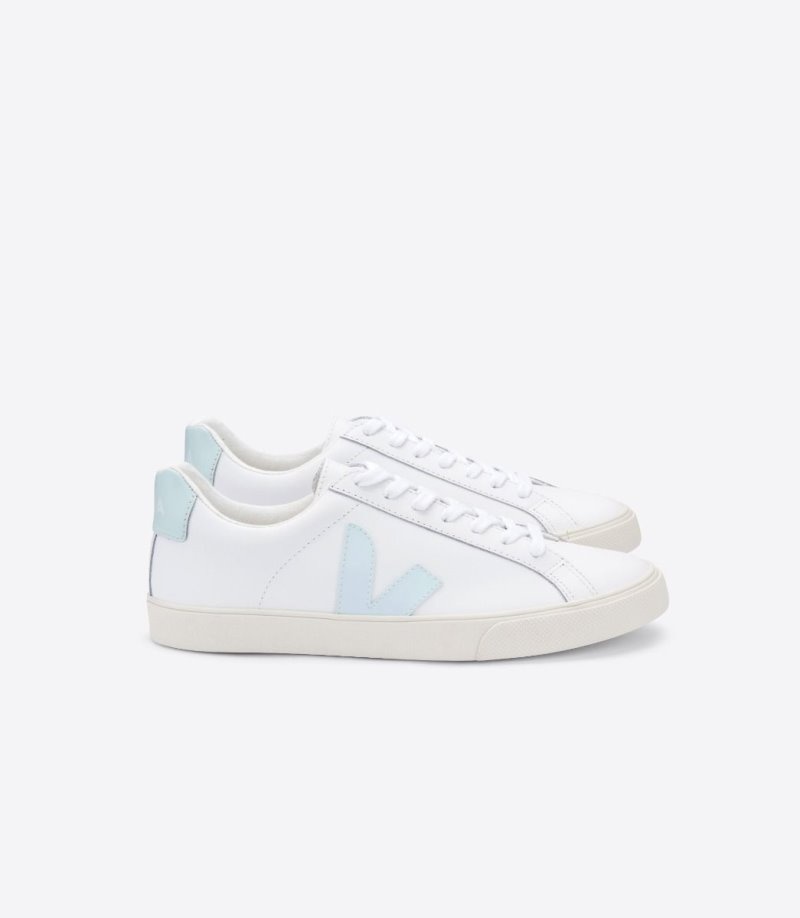 Veja Esplar Leren Sneakers Heren Wit Lichtblauw | JED-4911