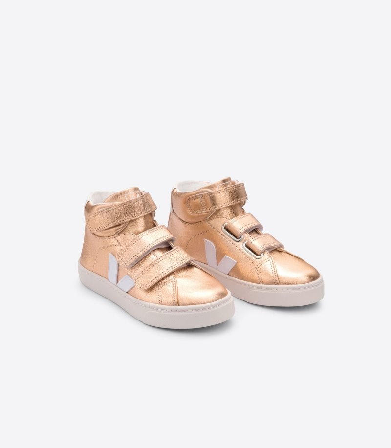 Veja Esplar Mid Chromefree Sneakers Kinderen Roze Goud Wit | TBH-7369