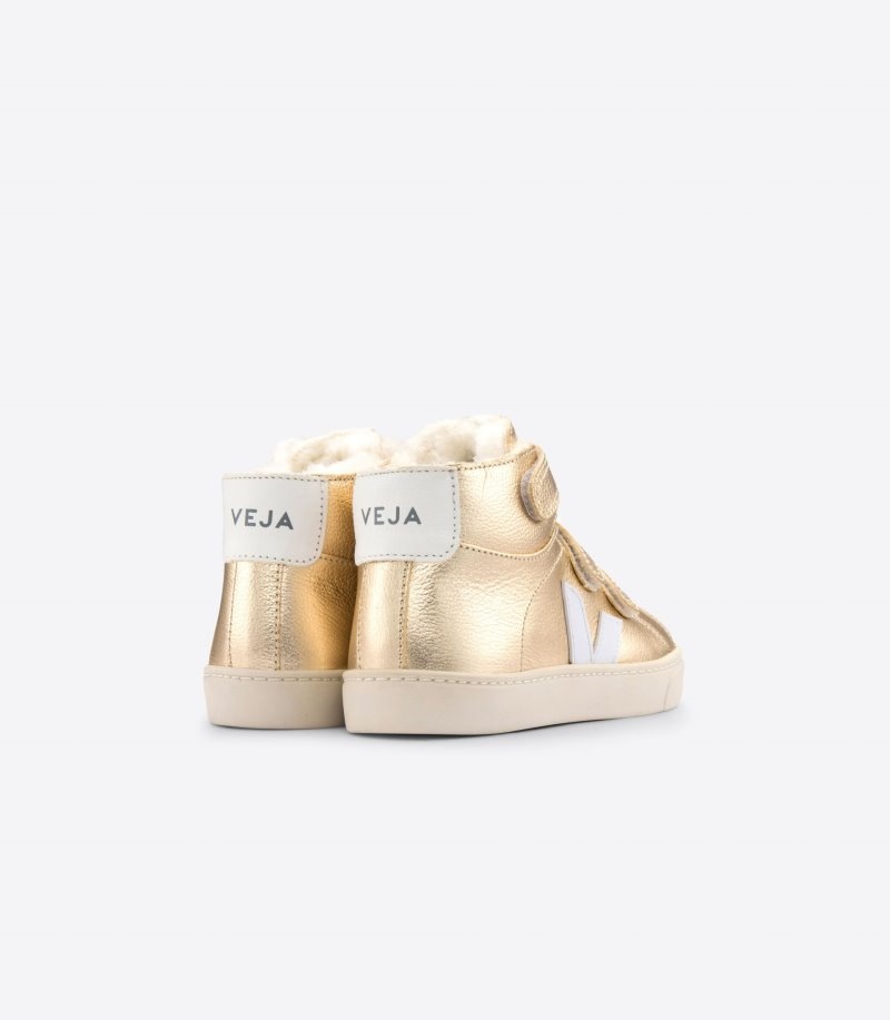 Veja Esplar Mid Fured Leren Sneakers Kinderen Goud Wit | AJG-0865