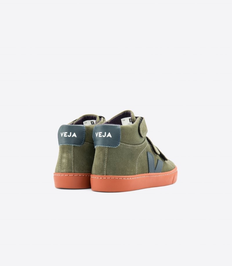 Veja Esplar Mid Suede Sneakers Kinderen Groen Rood | HEA-0986