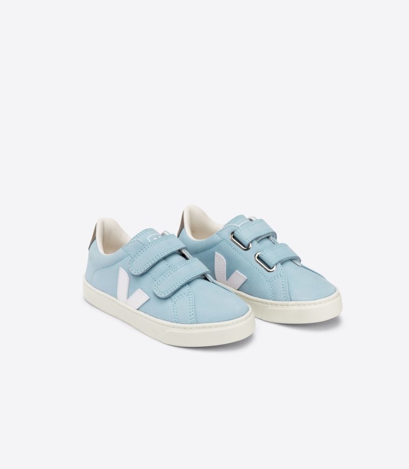 Veja Esplar Nubuck Sneakers Kinderen Blauw Wit Donkergrijs | BWY-9545