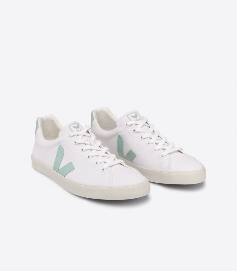 Veja Esplar Se Canvas Sneakers Dames Wit Lichtgroen | NLS-7390