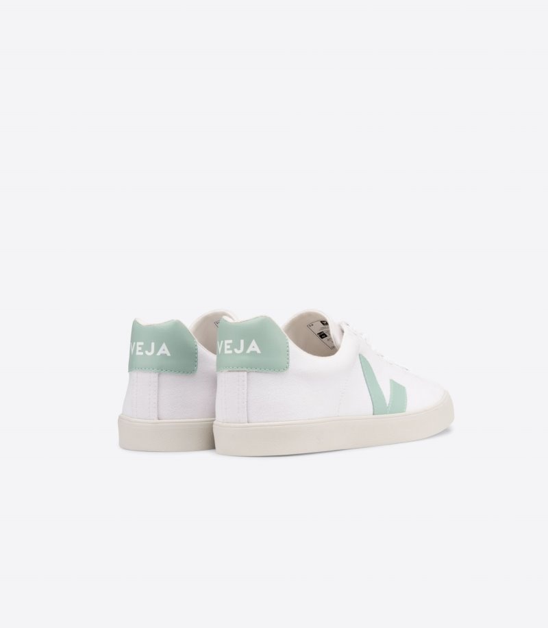 Veja Esplar Se Canvas Sneakers Dames Wit Lichtgroen | NLS-7390