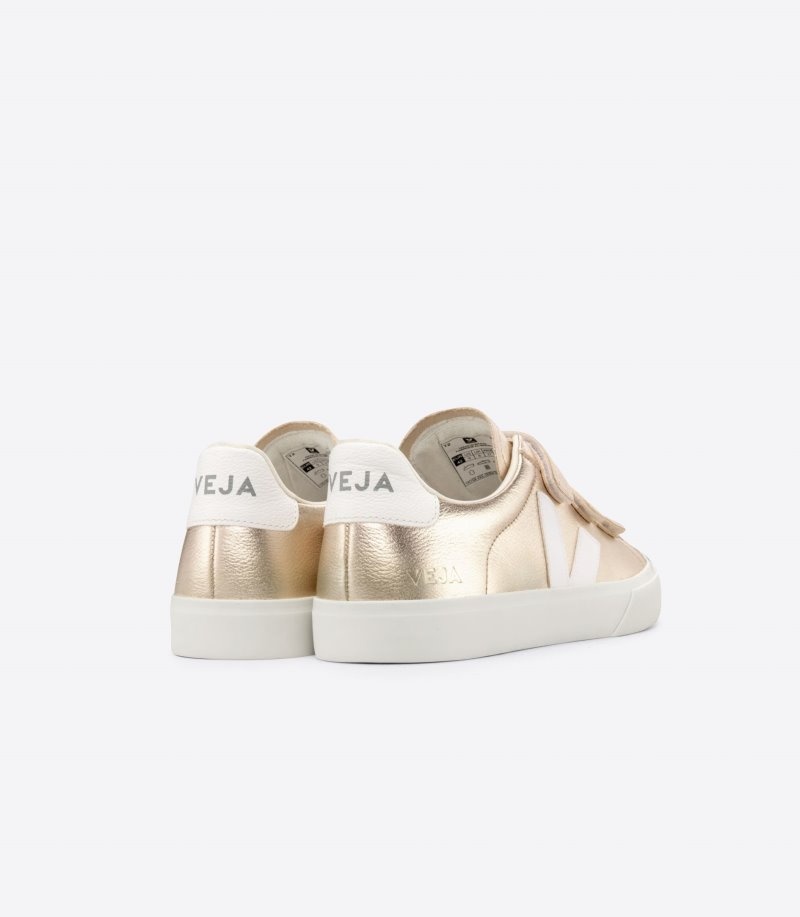 Veja Recife Chromefree Leren Sneakers Dames Goud Wit | KI6SA6