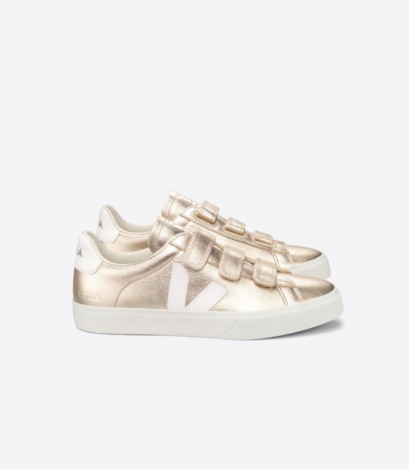 Veja Recife Chromefree Leren Sneakers Dames Goud Wit | KI6SA6