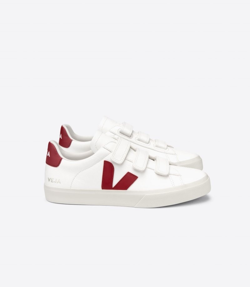 Veja Recife Chromefree Leren Sneakers Dames Wit Bordeaux | FXNZD9