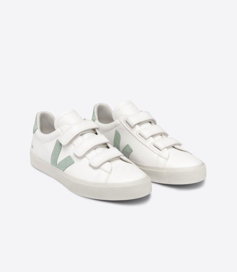 Veja Recife Chromefree Leren Sneakers Heren Wit Lichtgroen | GHV0T1