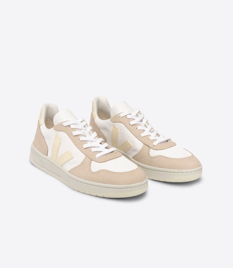 Veja V-10 Alveomesh Sneakers Dames Wit Beige | WT3560