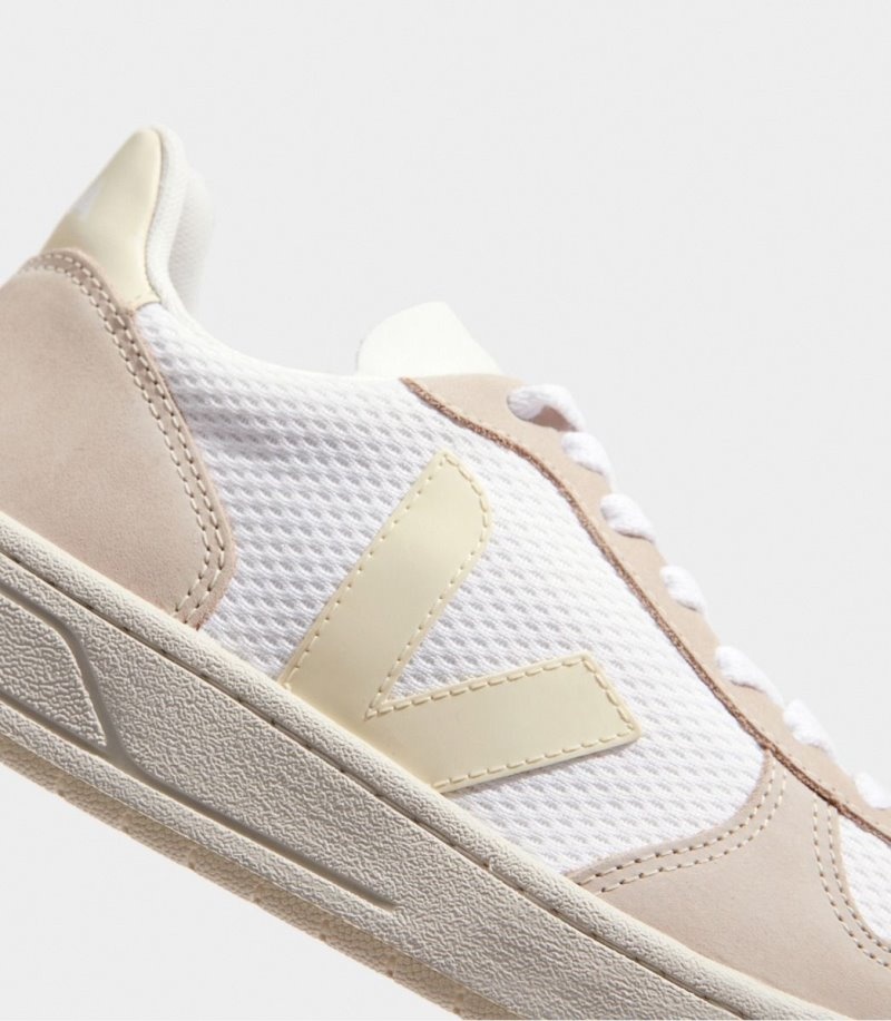 Veja V-10 Alveomesh Sneakers Dames Wit Beige | WT3560