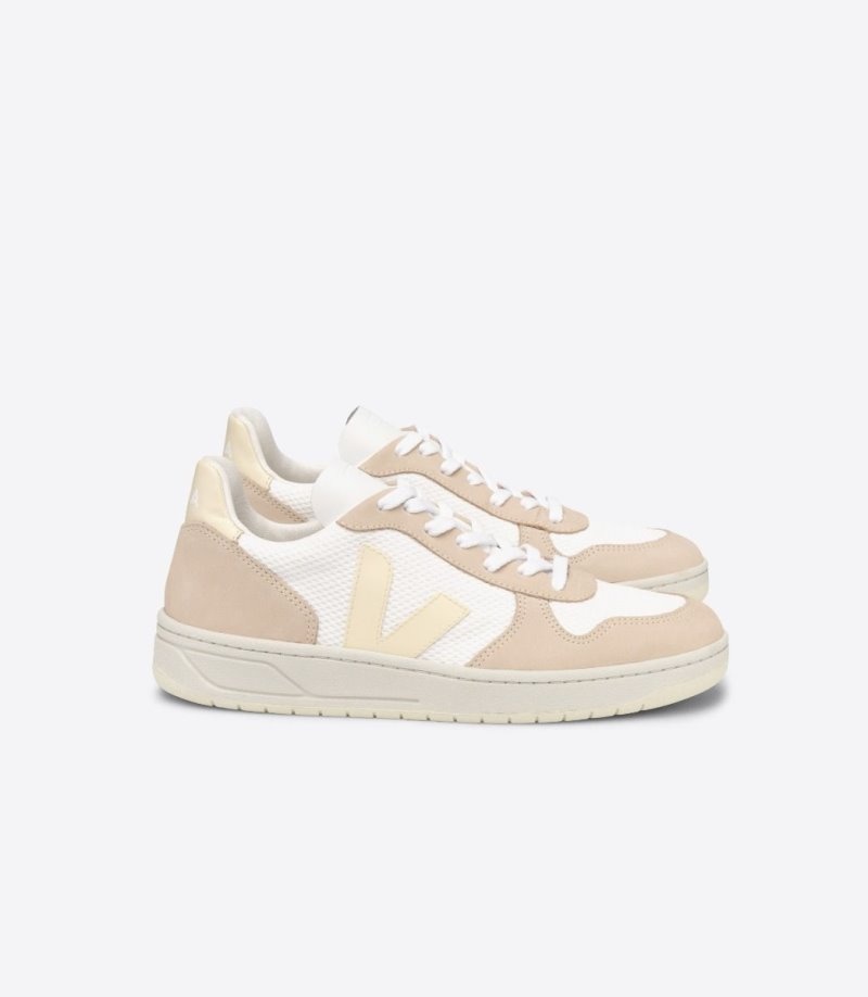 Veja V-10 Alveomesh Sneakers Dames Wit Beige | WT3560