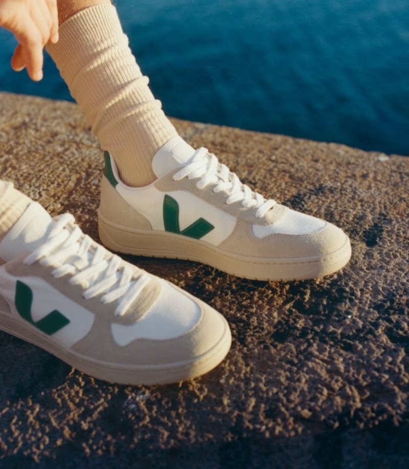 Veja V-10 B-Mesh Sneakers Dames Wit Groen | TMA9NN