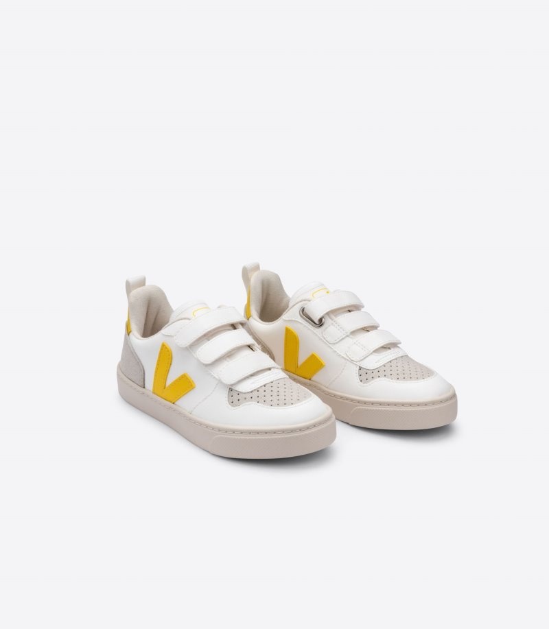 Veja V-10 CWL Sneakers Kinderen Wit Geel | ZOG-2802