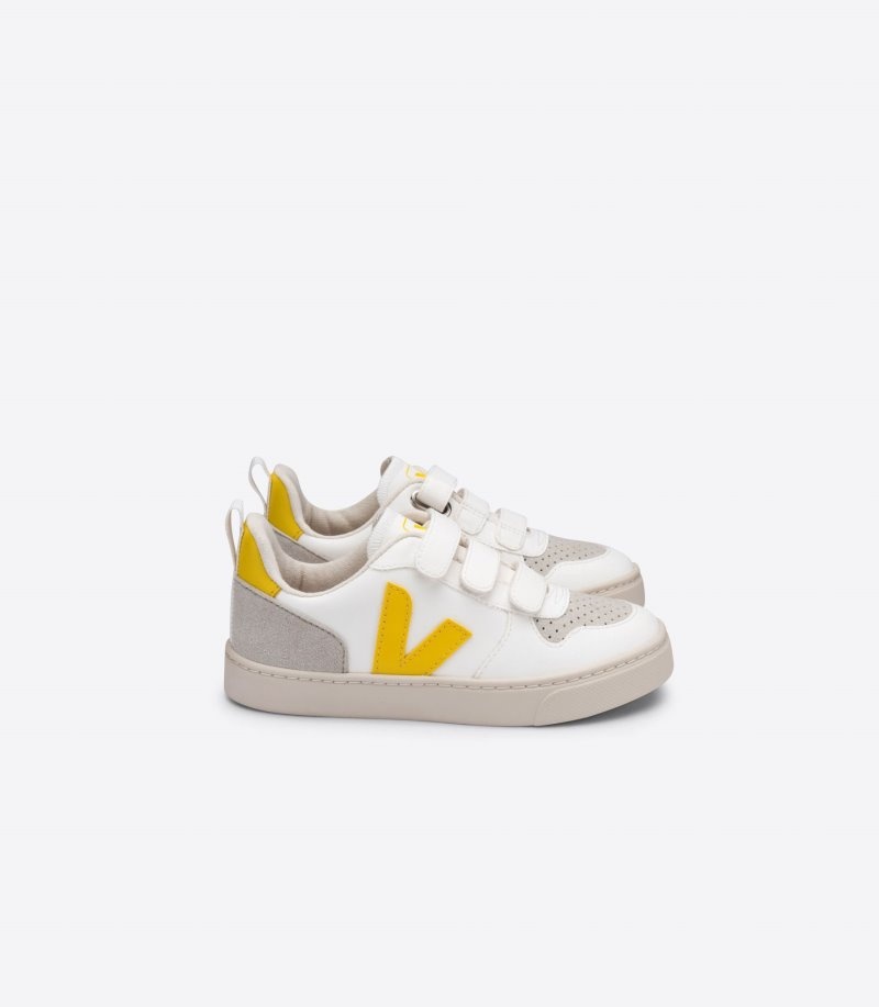 Veja V-10 CWL Sneakers Kinderen Wit Geel | ZOG-2802