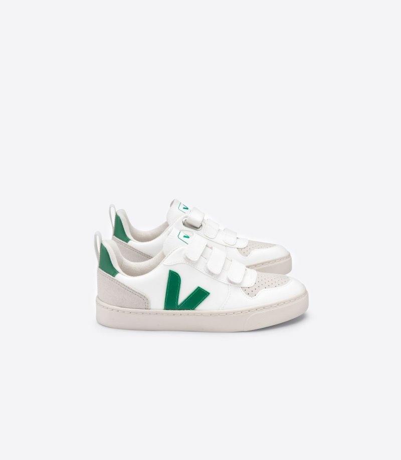 Veja V-10 CWL Sneakers Kinderen Wit Groen | MAR-7743