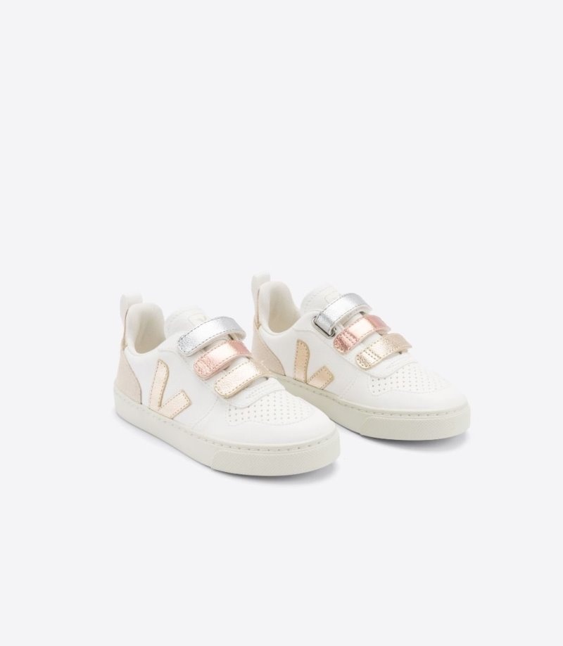 Veja V-10 Chromefree Sneakers Kinderen Wit Goud | UJC-6963