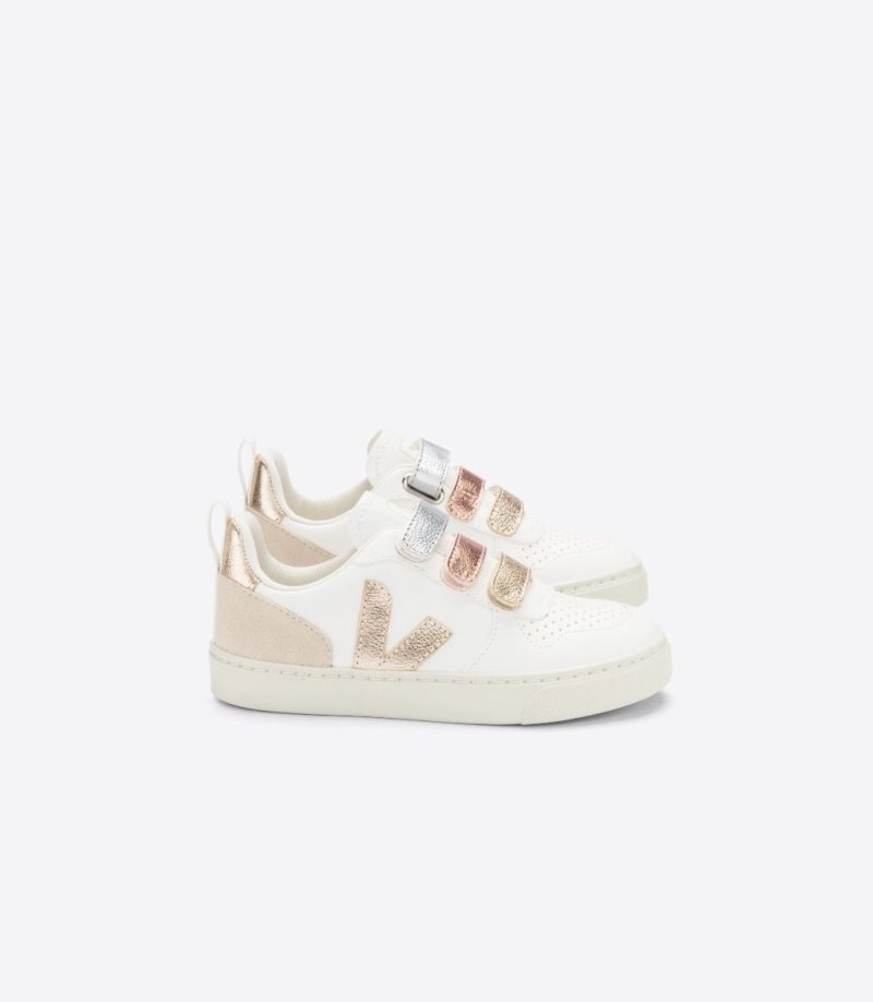 Veja V-10 Chromefree Sneakers Kinderen Wit Goud | UJC-6963